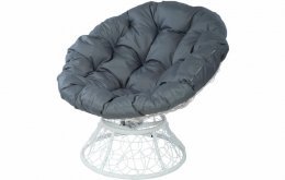 Кресло Papasan с пружиной, цвет плетения белый, цвет подушки серый
