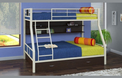 Двухъярусная кровать Гранада-1ПЯ, серый / Венге (Дуб Айленд, Коричневый)