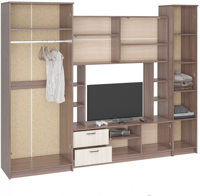 Стенка в гостиную Марта-11, ясень шимо темный/ясень шимо светлый