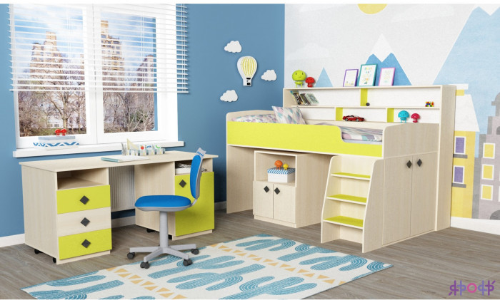 Кровать-чердак Малыш 5 (Винтерберг/Лайм)