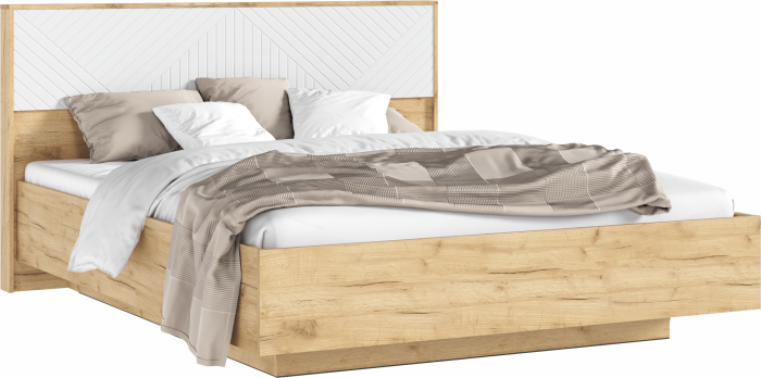 Флэш Кровать парящая 160 с ортопедом металл, крафт золотой/браш вайт