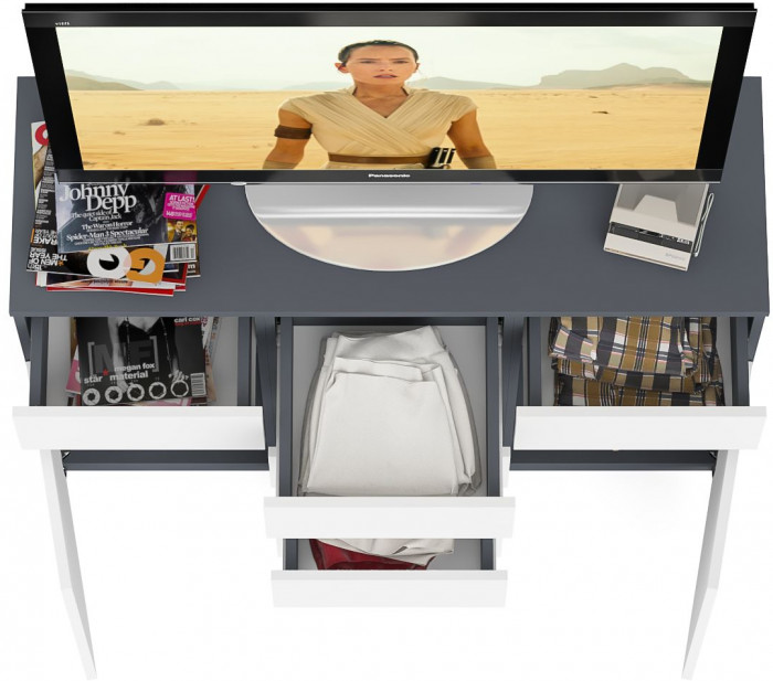 Мори Комод МК1200.4, цвет графит/белый, ШхГхВ 120,4х41х94 см.