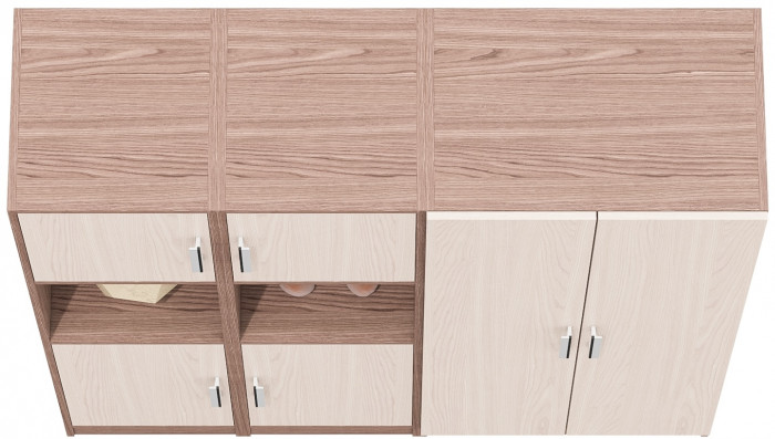 Шкаф С-МД-СК9Ш+Пенал С-МД-СК9П+Пенал С-МД-СК9П, цвет ясень шимо светлый/ясень шимо тёмный, ШхГхВ 156х45х160 см., универсальная сборка