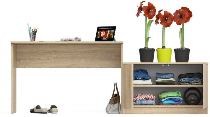 Мори Стол письменный МСП1200.1 + Тумба МА900.1, цвет дуб сонома, ШхГхВ 210,8х50,4х76,6 см., универсальная сборка