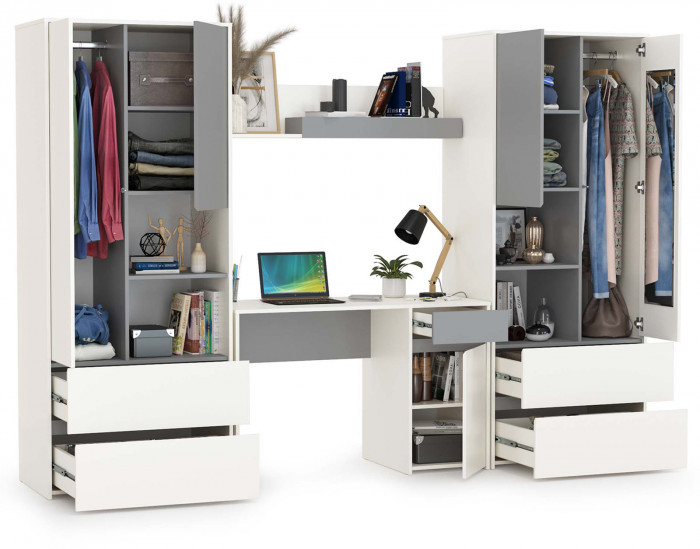 Торонто Компоновка № 05, белый шагрень/стальной серый