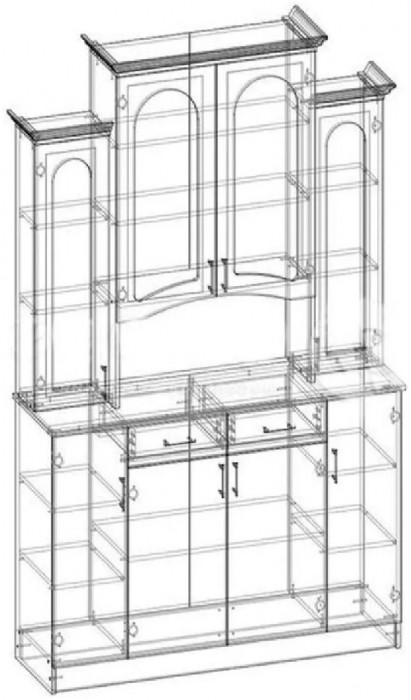 Буфет Констанция 4-х створчатый (Белый матовый / голубой)