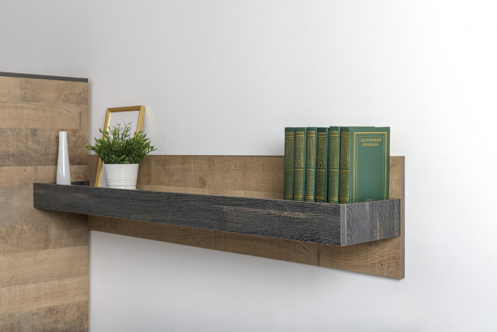 Трувор 13.70Тумба под ТВ +13.205 Шкаф-пенал с витриной +15.60 Полка, дуб гранж песочный/интра