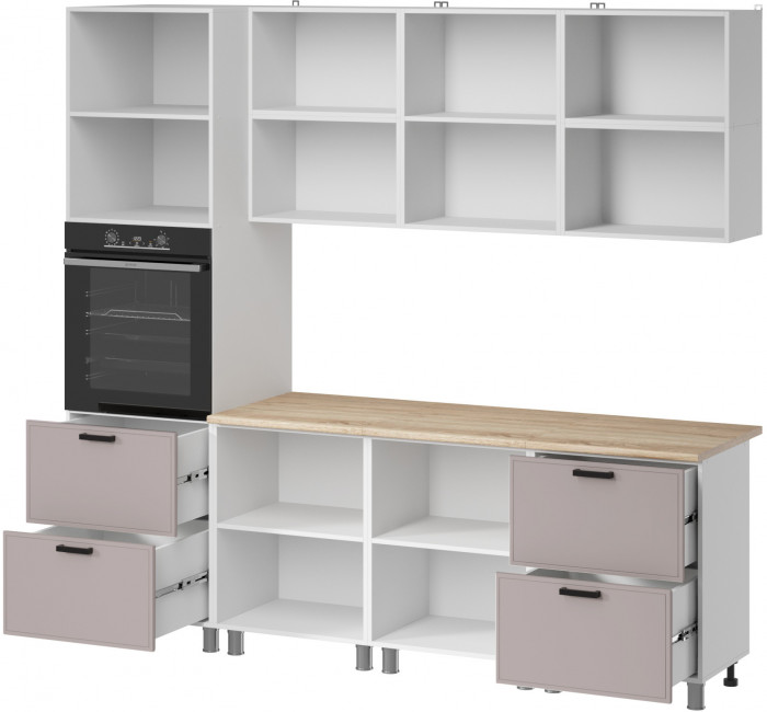 МК Аленушка 2,4м Магнолия Кашемир,скоба черный,сонома