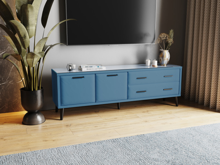 Тумба ТВ интерьерная Виго 1,6 светло-голубой