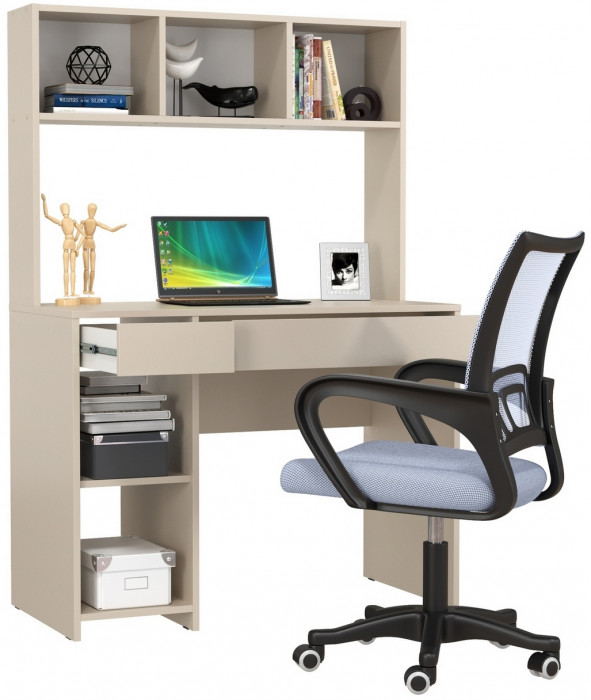 Стол компьютерный Комфорт 12.77F + кресло 103 серое, цвет сатин, ШхГхВ 100х49,8х147 см., универсальная сборка