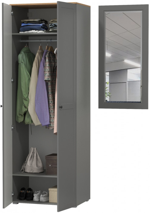 Остин Прихожая 07, серый графит/дуб крафт золотой