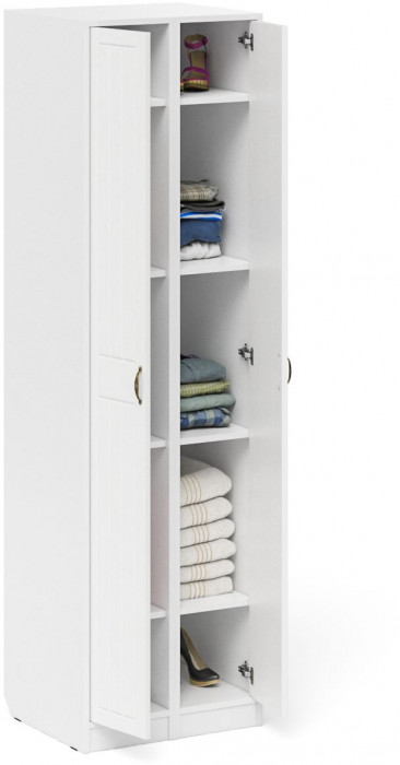 Прихожая П-6-500 Пенал + Пенал, белая шагрень/фасады МДФ белое дерево фрезеровка прованс