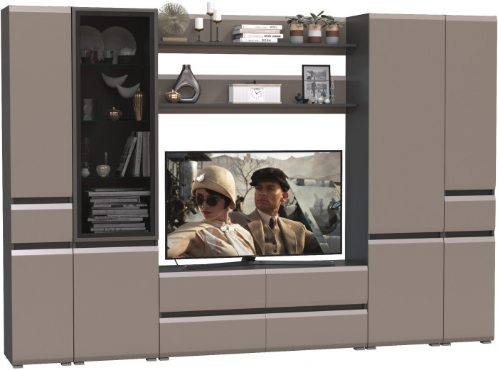 Сидней Комплектация № 066, корпус: антрацит/фасады: МДФ веллюто капучино