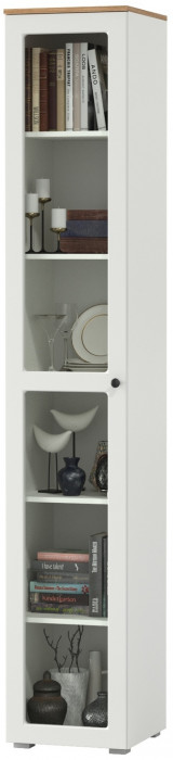 Остин 16.394.03 Шкаф-витрина(пенал), цвет белый шагрень/дуб крафт золотой, ШхГхВ 40х41,8х229,8 см., универсальная сборка