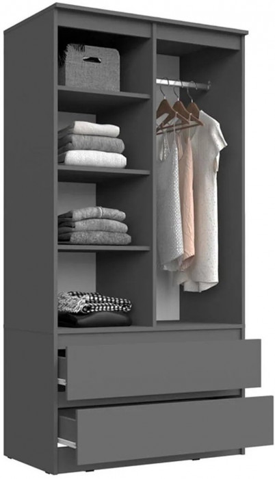 Челси Шкаф 2-х створчатый комбинированный (Белый глянец, Белый)