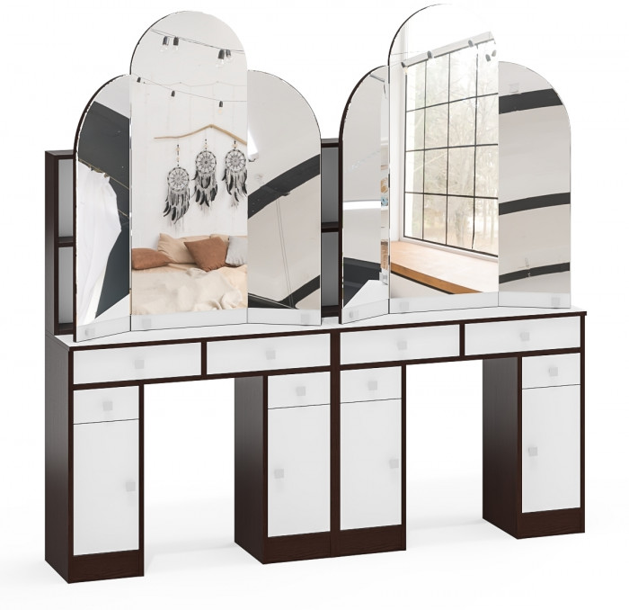 Два туалетных столика Трельяжа МД №2, венге/белый шагрень