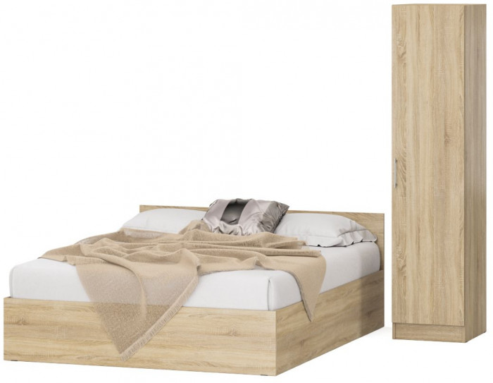 Кровать 1600 + Пенал Стандарт, дуб сонома