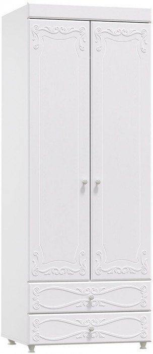 Шкаф 2-х дверный с ящиками (гл.560) Италия ИТ-49 белое дерево