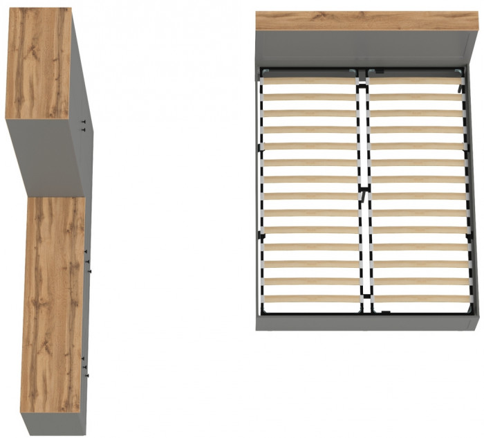 Остин 11.53 Кровать + ортопед + 16.307 Шкаф + 16.240 Комод, серый графит/дуб крафт золотой