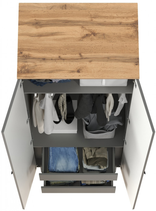 Остин 13.336.02 Шкаф для одежды(две двери), серый графит/дуб крафт золотой