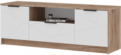 ОРЕГОН ТВ 01 Тумба под ТВ (1400х500х400) Фасад МДФ БЕЛЫЙ СУПЕРМАТ,ДУБ КРАФТ ТАБАЧНЫЙ/Корпус ДУБ КРАФТ ТАБАЧНЫЙ