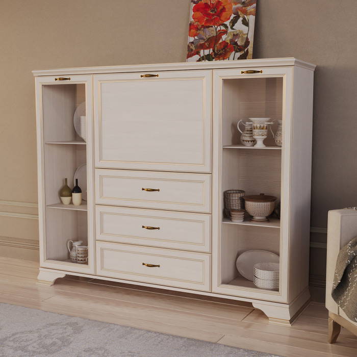 Шкаф низкий (2 стеклодвери) Сиена