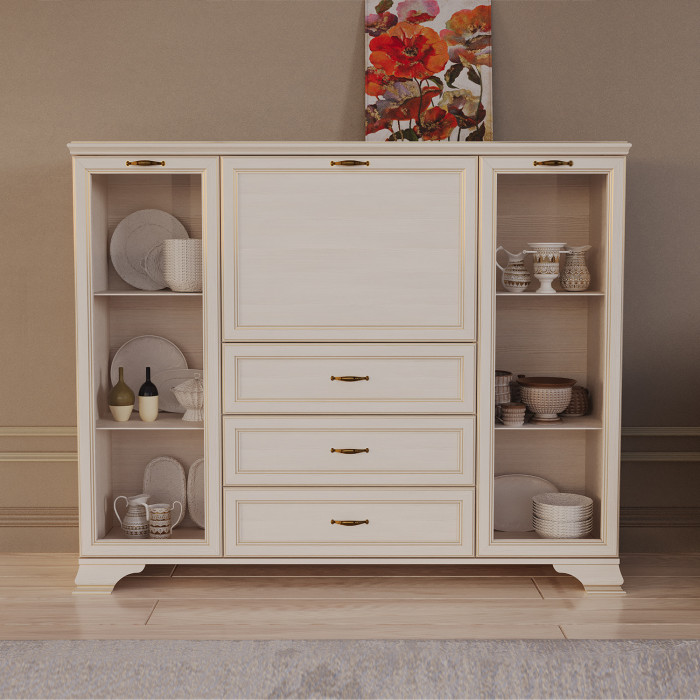 Шкаф низкий (2 стеклодвери) Сиена