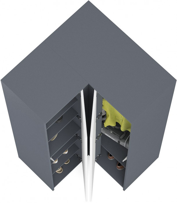 Мори Шкаф угловой МШУ960.1, цвет графит/белый, ШхГхВ 96,4х96,4х209,6 см.