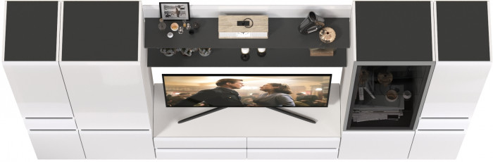 Сидней Комплектация № 066, корпус: белый/чёрный/фасады: МДФ белый глянец