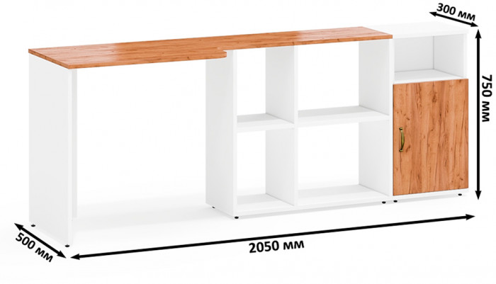 Лидер-8 Стол + Тумба МД 3.19, белый шагрень/крафт золото