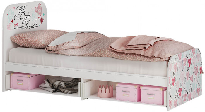 "Малибу" КР-10 Кровать (1892х900х840) LIGHT (без настила) ясень белый/айскрим/белый фп