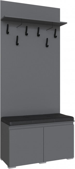Плейона Тумба с вешалкой графит серый