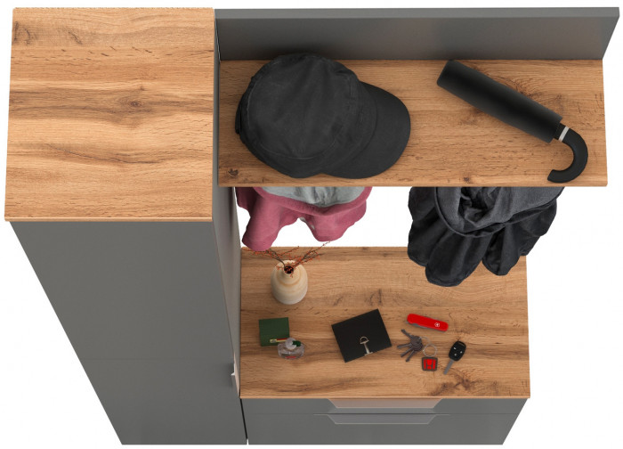 Октава Прихожая 14, серый графит/дуб крафт золотой/фасады МДФ серый графит