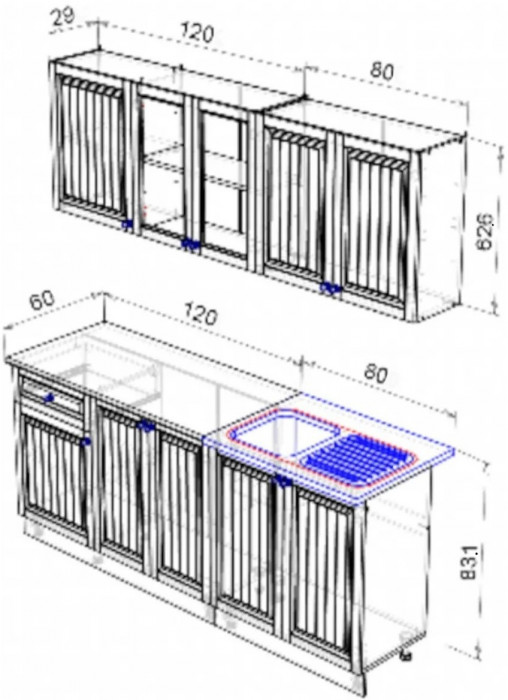 Кухня МДФ Хозяюшка 2000 (Фисташка, Белый)