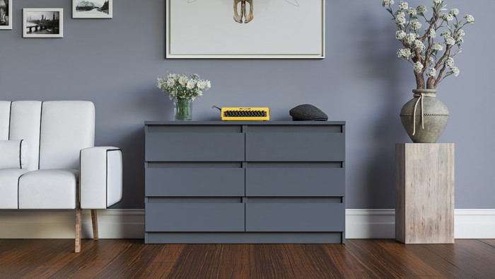Мори Комод МК1200.6, цвет графит, ШхГхВ 120,4х41х73 см.