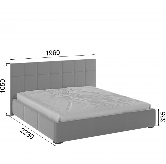 Рио Кровать интерьерная 180 светло-серый квадрат, ортопед
