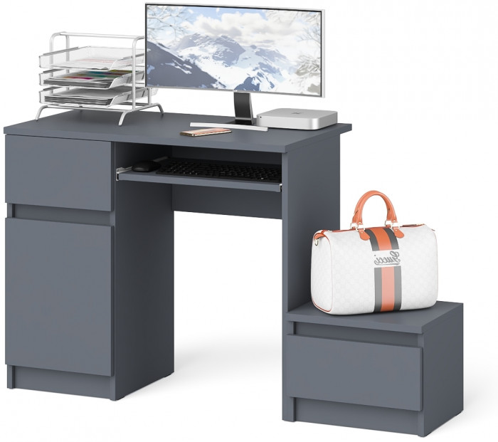Мори Стол компьютерный МС-1 левый + Тумба ТМП400.1, цвет графит, ШхГхВ 130,4х50х76,6 см., выдвижной ящик слева, НЕ универсальная сборка