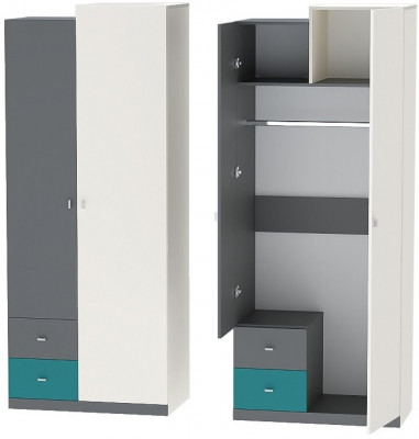 Клео ШК-1 Шкаф (Графит/Миндаль/Океан)