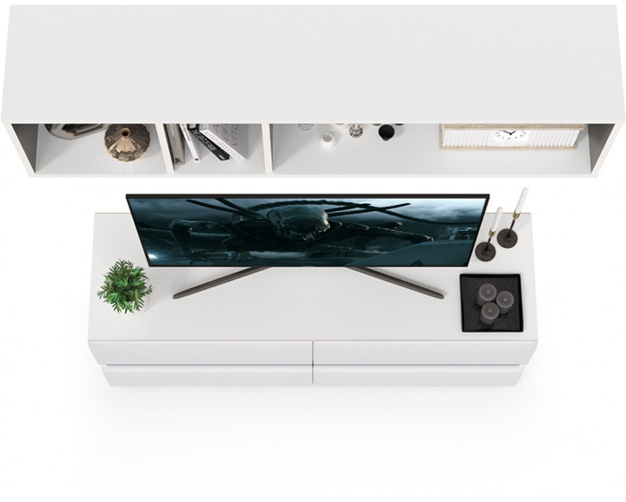 Сидней Комплектация № 001, корпус белый/чёрный/фасады МДФ белый глянец