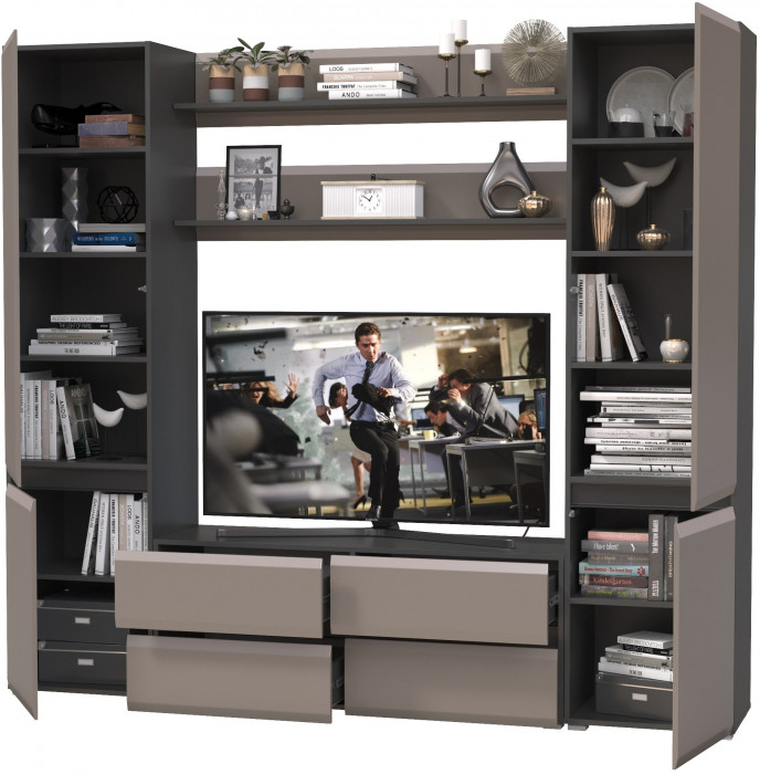 Сидней Комплектация № 067, корпус: антрацит/фасады: МДФ веллюто капучино