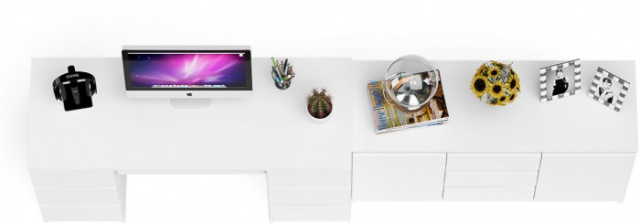 Мори компьютерный стол МС-2 + Комод МК1200.3, белый