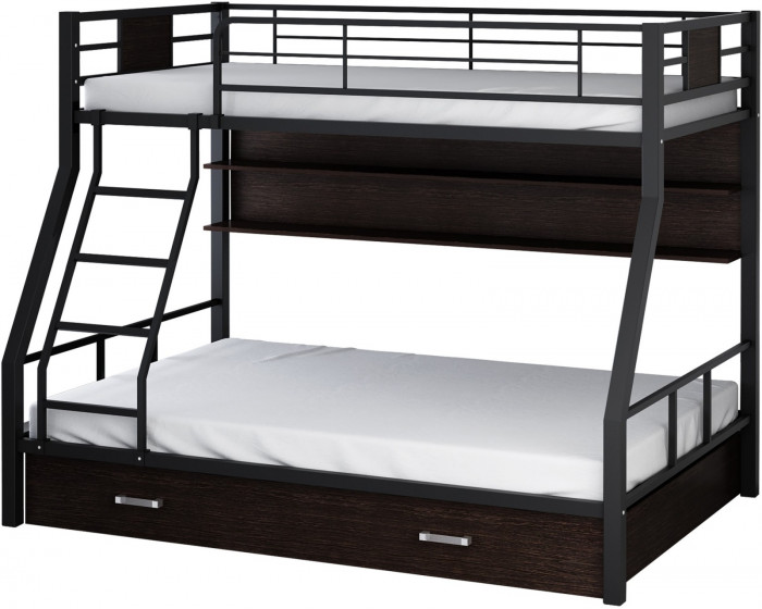 Двухъярусная кровать Гранада-1ПЯ, черная (Венге, Коричневый)