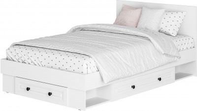 Кровать с проложками ДСП и ящиками Софт КР-06 (1,2), Белый