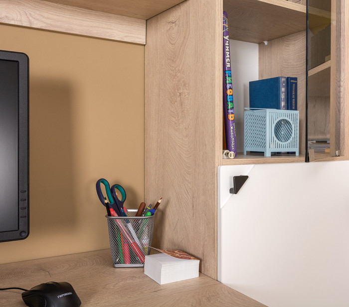 Бостон № 23, дуб эндгрейн элегантный/фасады МДФ милк рикамо софт