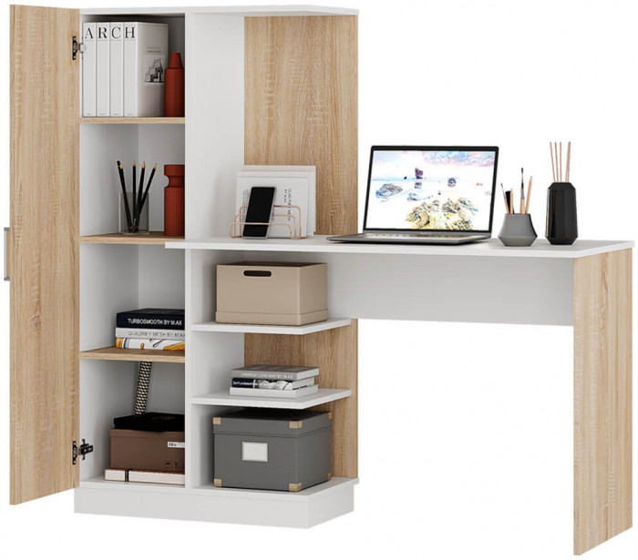 Компьютерный стол "Бейсик" дуб сонома/белый