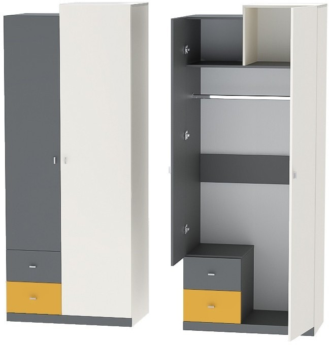Клео ШК-1 Шкаф (Графит/Миндаль/Солнечный)
