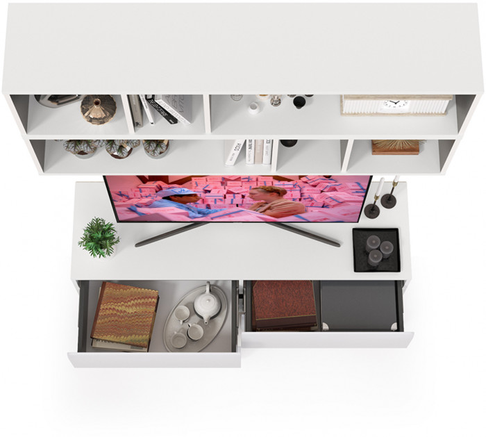 Сидней Комплектация № 003, корпус белый/чёрный/фасады МДФ белый глянец