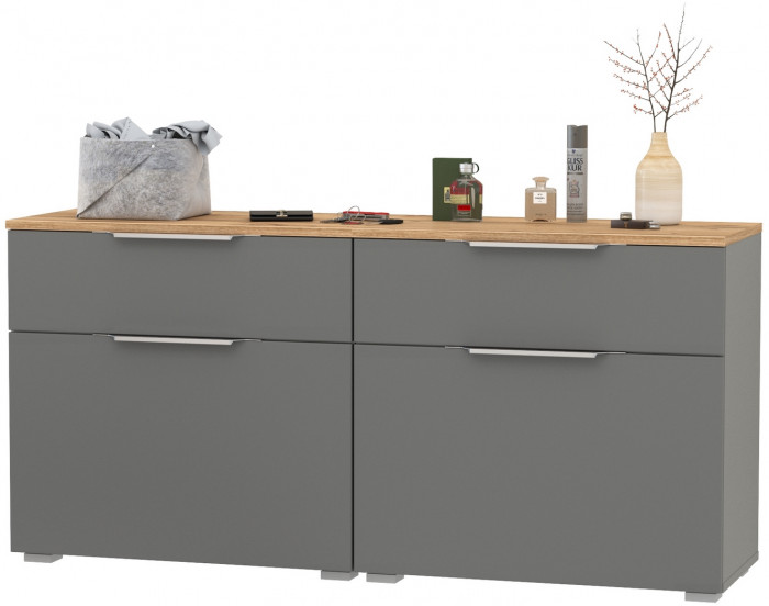 Октава 16.127 Тумба для обуви + 16.127 Тумба для обуви, цвет серый графит/дуб крафт золотой/фасады МДФ серый графит, ШхГхВ 129,8х35,4х62,2 см.