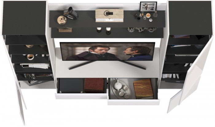 Сидней Комплектация № 067, корпус: белый/чёрный/фасады: МДФ белый глянец