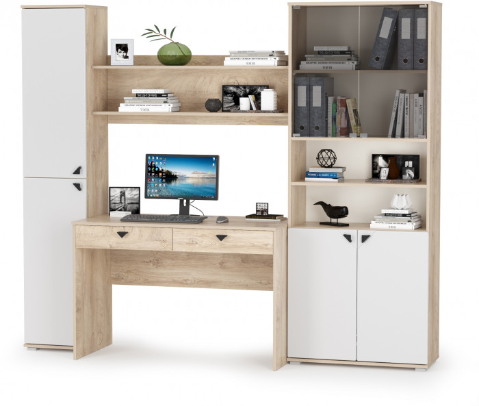 Бостон № 43, дуб эндгрейн элегантный/фасады МДФ милк рикамо софт